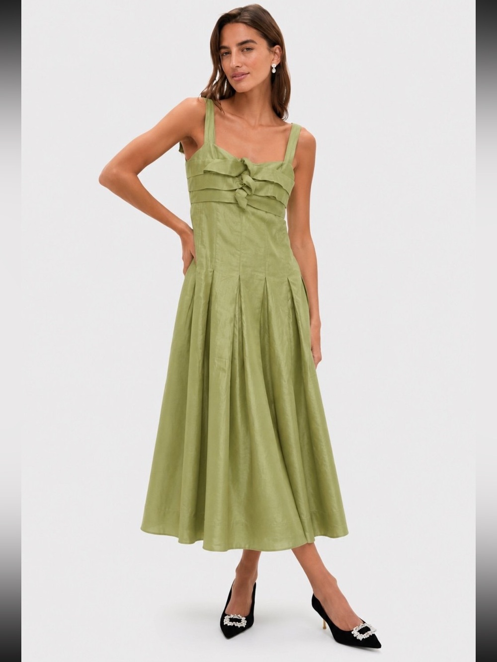 Tuckernuck Moon River green drop waist knot dress